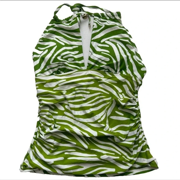 Anne Cole Women's Xs Green Animal Print High Neck Halter Swim Top - Picture 4 of 11